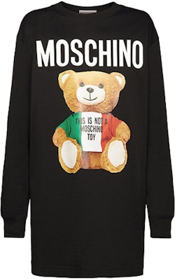 (W) MOSCHINO SS21 Gaun Lengan Panjang Hitam Cetak Teddy Bear 0707-0540-1555 Order (W) MOSCHINO SS21 Gaun Lengan Panjang Hitam Cetak Teddy Bear 0707-0540-1555