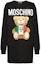 Order (W) MOSCHINO SS21 Gaun Lengan Panjang Hitam Cetak Teddy Bear 0707-0540-1555