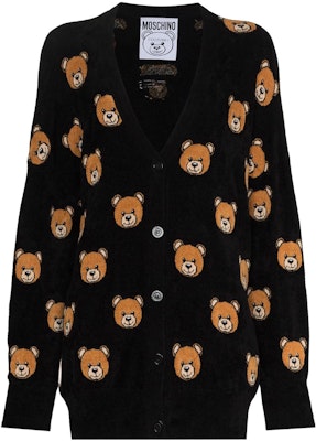 (W) MOSCHINO SS22 Bear Jacquard Cardigan Sweater Hitam. V0925-0505-2555 Order (W) MOSCHINO SS22 Bear Jacquard Cardigan Sweater Hitam. V0925-0505-2555