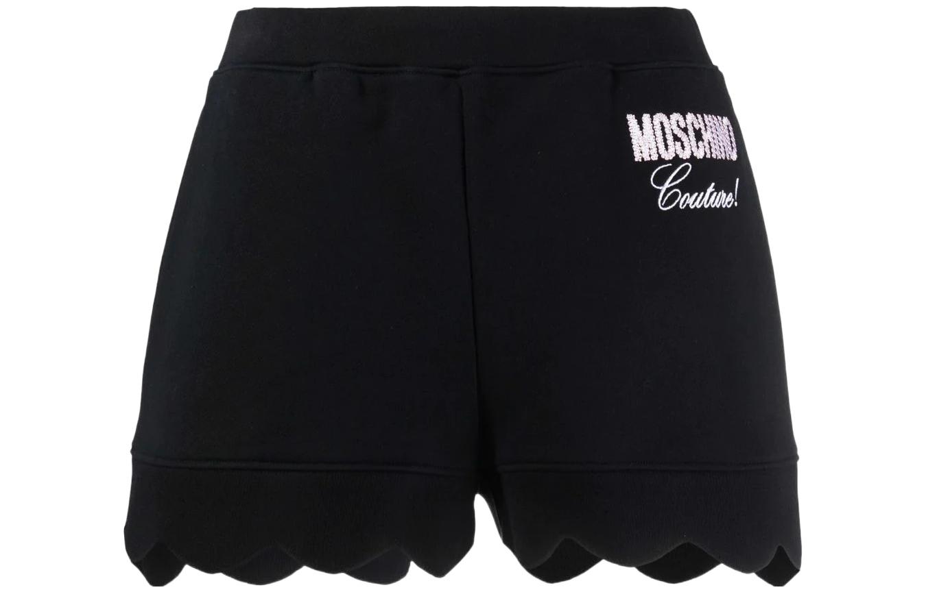 (Women) Moschino SS22  Logo Embroidered Casual Black Shorts A0315-0428-1555