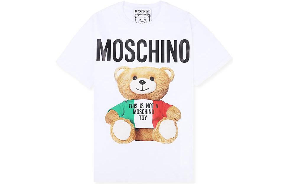 Order (W) MOSCHINO SS22 卡通小熊標誌印花白色休閒T恤。 E-V0708-0540