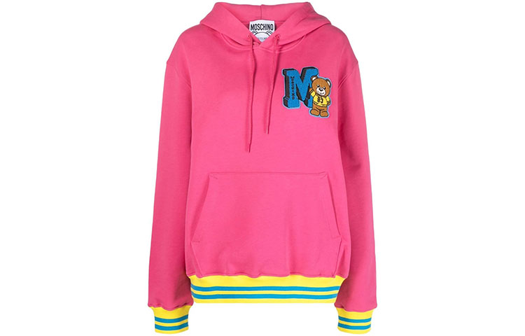 (Women) Moschino SS22 Pink Pullover Hoodie with Applique Details V1720-0528-1206