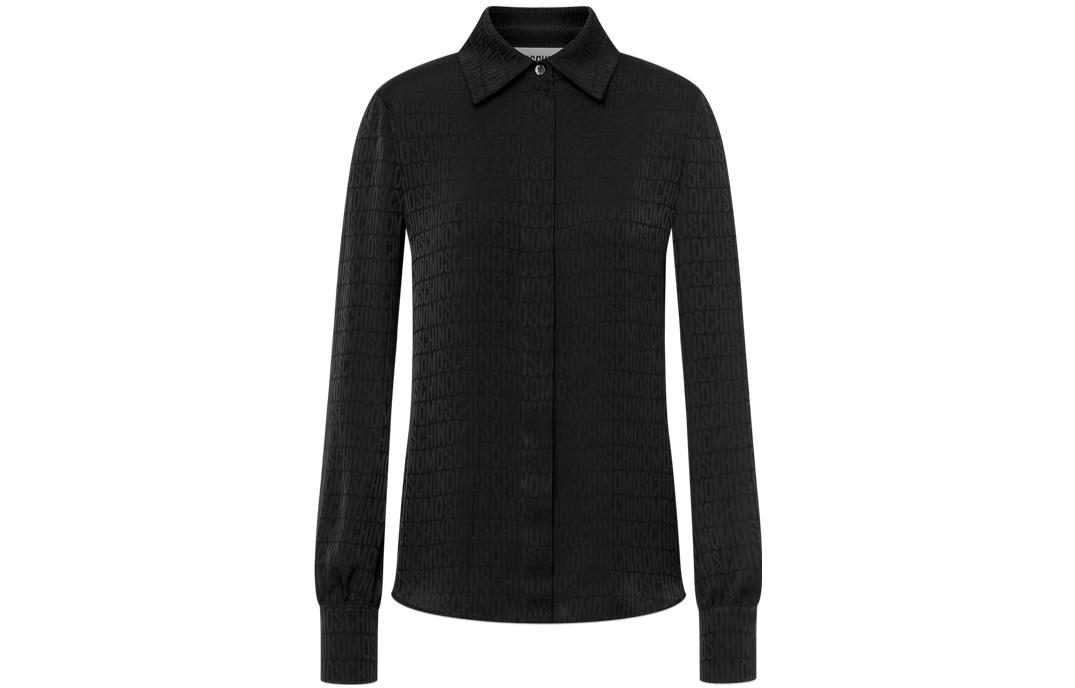 (Women) MOSCHINO SS23  Black Long Sleeve Shirt with Logo Print. A0202-2749-0555