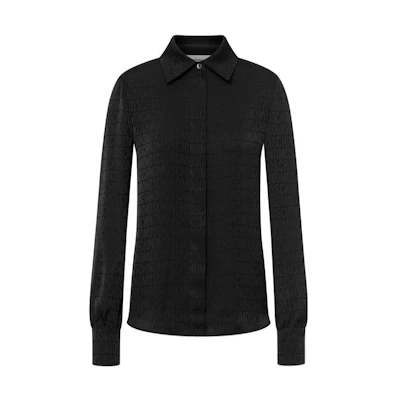 (Women) MOSCHINO SS23 Black Long Sleeve Shirt with Logo Print. A0202-2749-0555