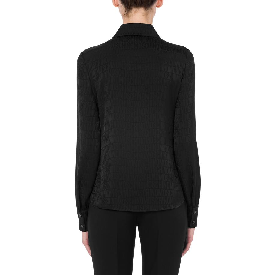 Shop (W) 모스키노 SS23 블랙 로고 프린트 긴팔 셔츠. A0202-2749-0555