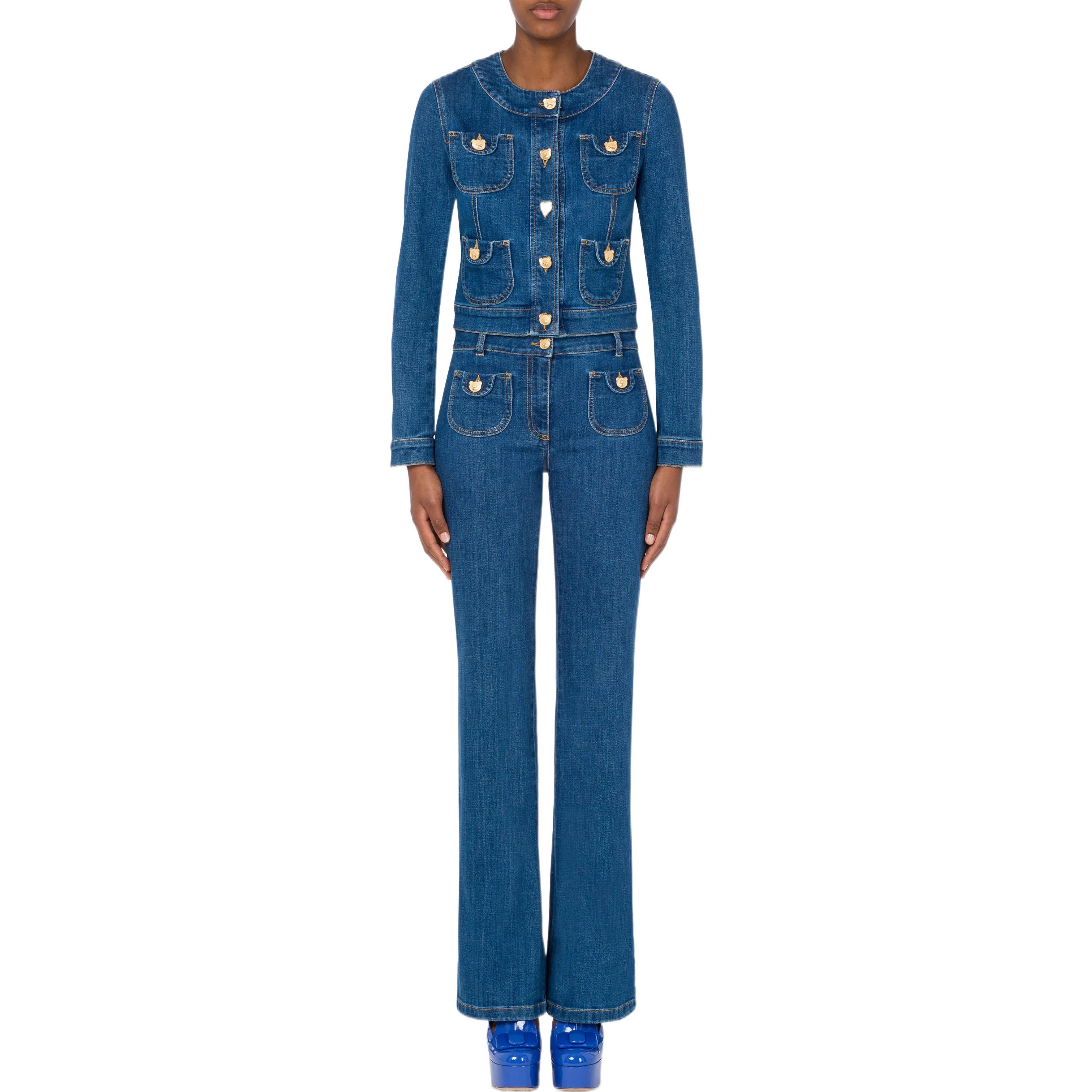 Lookbook (W) 모스키노 SS23 블루 포켓 버튼업 롱슬리브 자켓 A0526-0522-0295