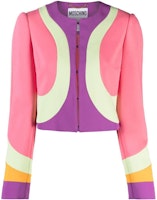 (Women) MOSCHINO SS23 Colorblock Collarless Long-Sleeve Jacket Multicolor. A0504-0525-2205 (Women) MOSCHINO SS23 Colorblock Collarless Long-Sleeve Jacket Multicolor. A0504-0525-2205