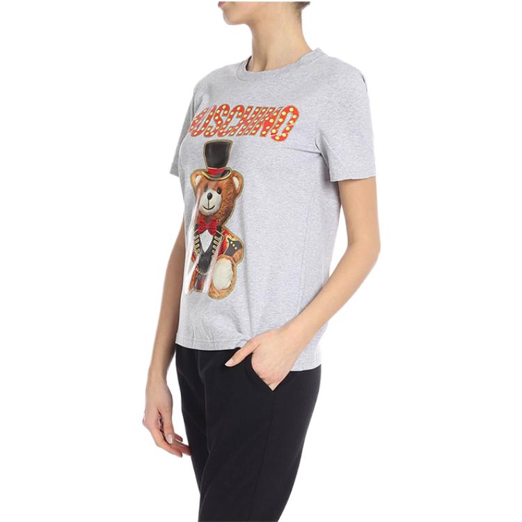 Shop (W) MOSCHINO SS23 灰色標誌印花短袖圓領T恤 EV0708-0540-3485