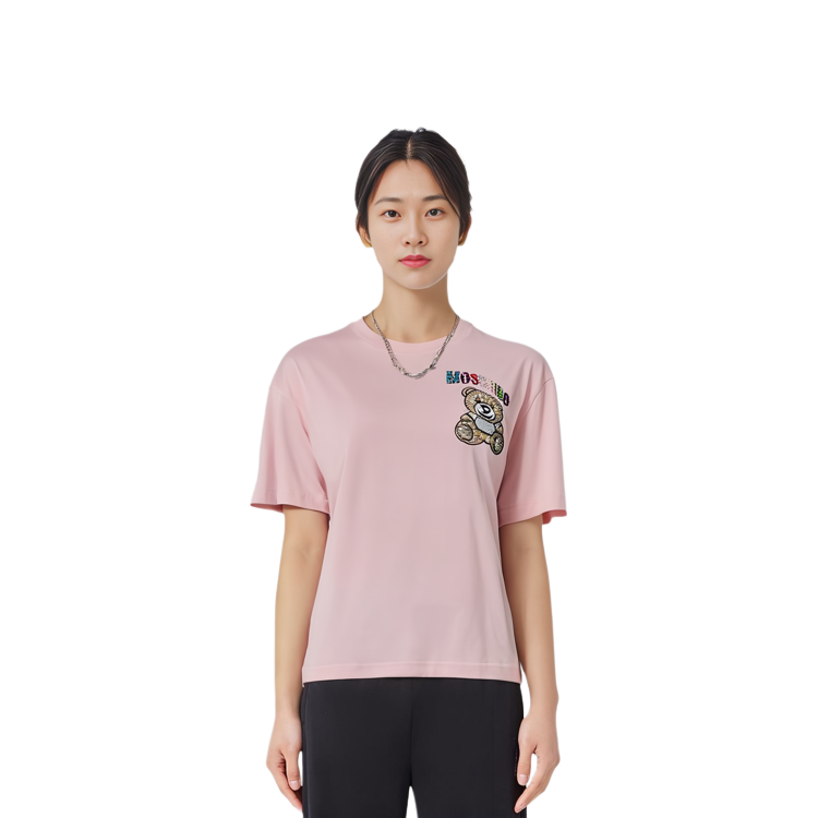 Details for (W) MOSCHINO 2023春夏粉色T恤附標誌印花及泰迪熊設計。 EA0710-0540-1242