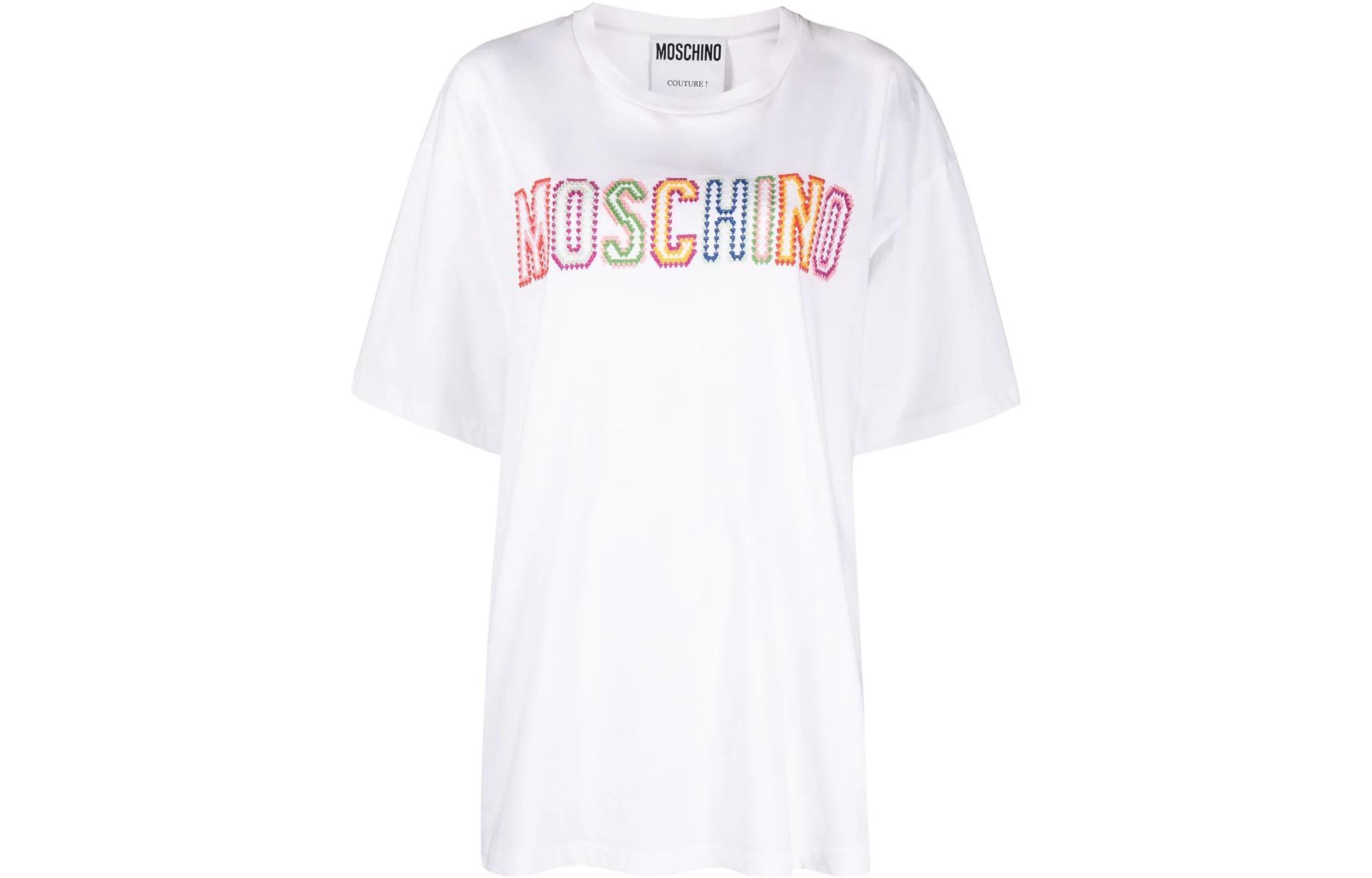 (Women) MOSCHINO SS23  White Logo Embroidered Casual T-Shirt. A0701-0541-2001 圖 2