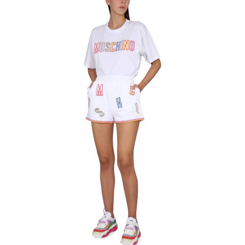 (Women) MOSCHINO SS23  White Logo Embroidered Casual T-Shirt. A0701-0541-2001 圖 3