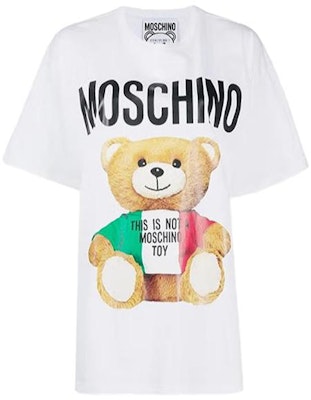 (W) MOSCHINO SS23 白色标志印花短袖圆领T恤。 EV0708-0540-1001 Order (W) MOSCHINO SS23 白色标志印花短袖圆领T恤。 EV0708-0540-1001