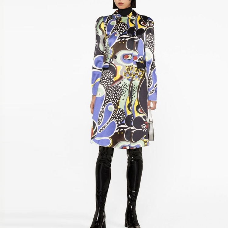 (Women) MOSCHINO SS23 Abstract Floral Print Double-Breasted Coat  Multicolor. J0610-0552-1555 圖 3