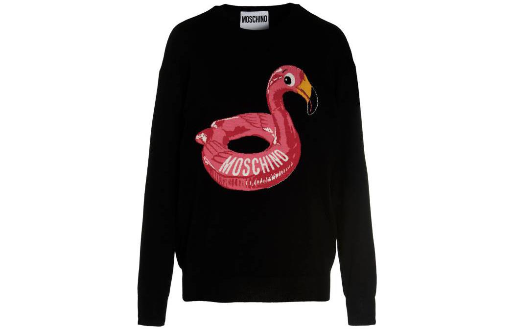 (Women) Moschino SS23 Black Pullover Sweatshirt with Duck Graphic A0918-0400-3555