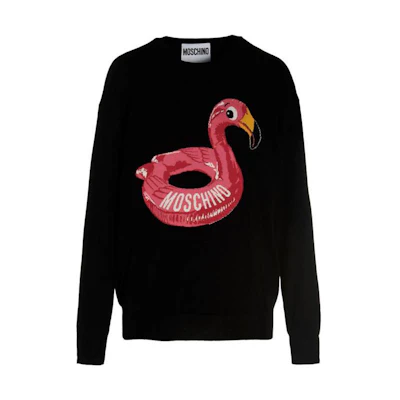(Women) Moschino SS23 Black Pullover Sweatshirt with Duck Graphic A0918-0400-3555