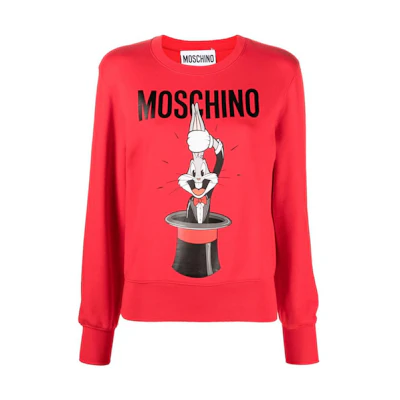 (Women) Moschino SS23 Red Cartoon Logo Graphic Long Sleeve Sweatshirt A1778-1028-1115