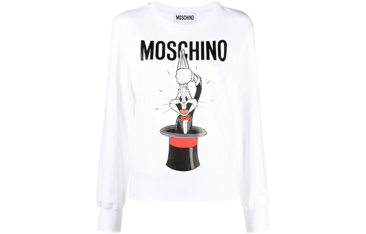 (Women) Moschino SS23 White Long-Sleeve Sweatshirt with Logo & Cartoon Print A1778-1028-1001 圖 2