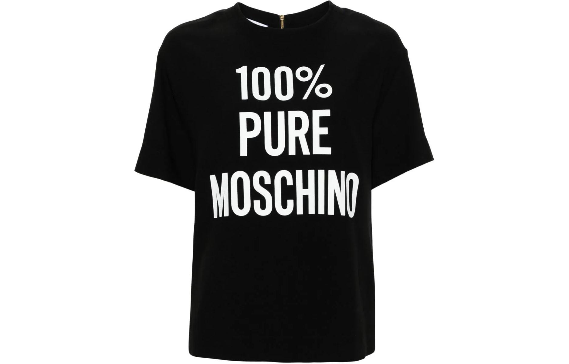 (Women) MOSCHINO SS24  Black Short-Sleeve Logo Pullover T-Shirt. J02150533-BLACK