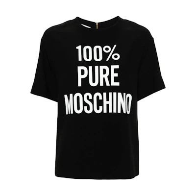 (Women) MOSCHINO SS24 Black Short-Sleeve Logo Pullover T-Shirt. J02150533-BLACK
