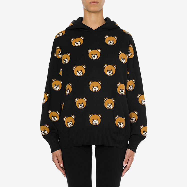 Lookbook (W) Moschino 小熊黑色羊毛針織連帽毛衣. A090-5550-821A