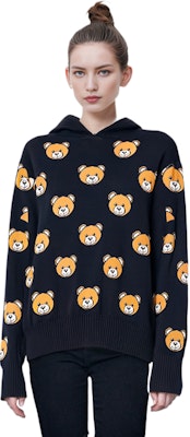 (W) Moschino 小熊黑色羊毛針織連帽毛衣. A090-5550-821A Purchase (W) Moschino 小熊黑色羊毛針織連帽毛衣. A090-5550-821A