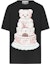 Order (W) MOSCHINO Kaos Oversized Wanita Hitam, Motif Teddy Bear Cake Lengan Pendek. V0702-54401-555