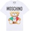 Buy (W) 모스키노 테디베어 만화 프린트 코튼 화이트 반팔 티셔츠 여성용. V0708-0540-1001