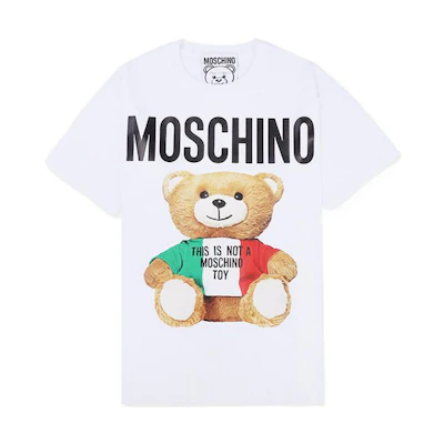 (Women) MOSCHINO Teddy Bear Cartoon Print Cotton White Short Sleeve T-Shirt Women. V0708-0540-1001