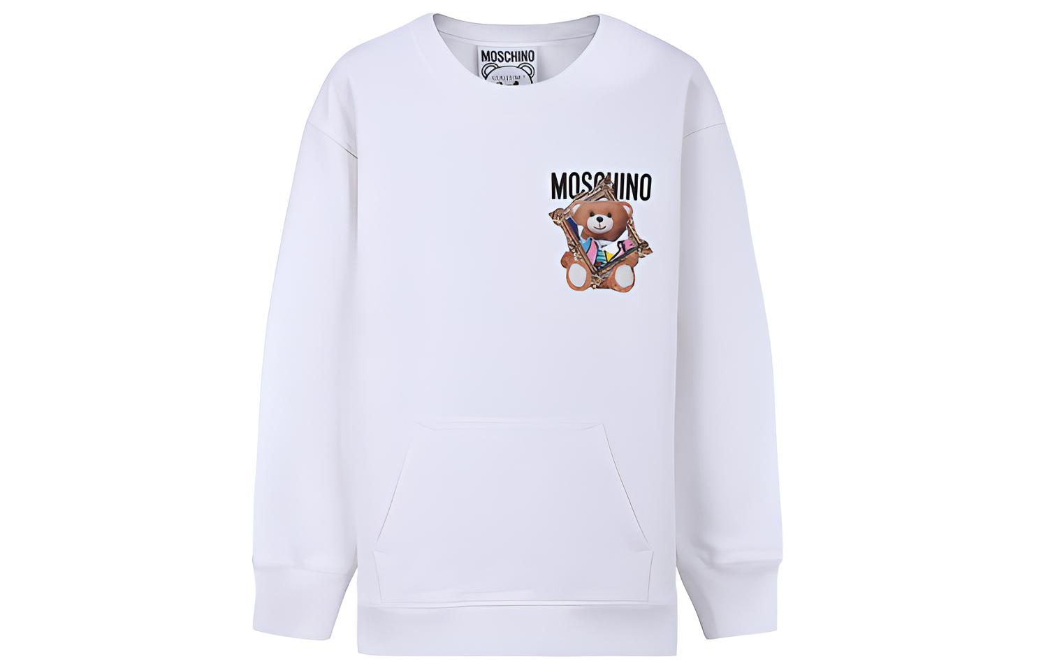 (Women) Moschino Teddy Bear Frame Graphic White Long-Sleeve Sweater - Women’s D-V1717-0427-1001