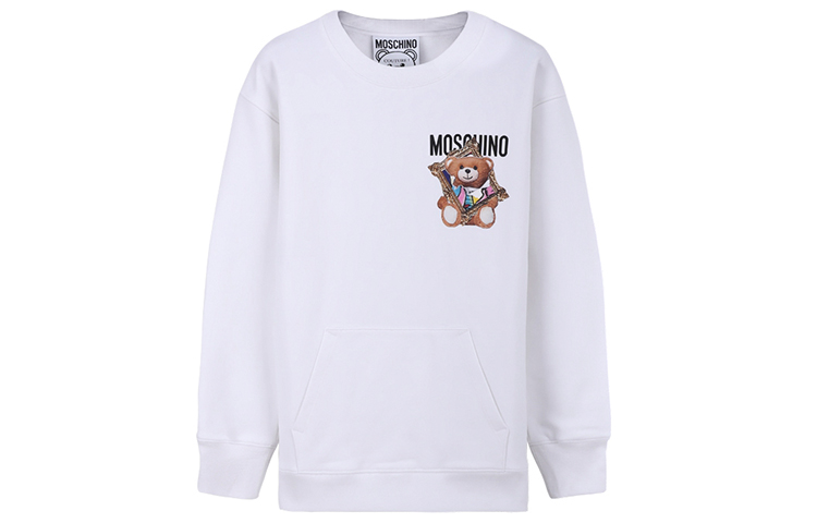 Order (W) Moschino泰迪熊框架图案白色长袖毛衣 - 女士 D-V1717-0427-1001