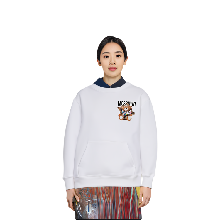 Shop (W) Moschino泰迪熊框架图案白色长袖毛衣 - 女士 D-V1717-0427-1001