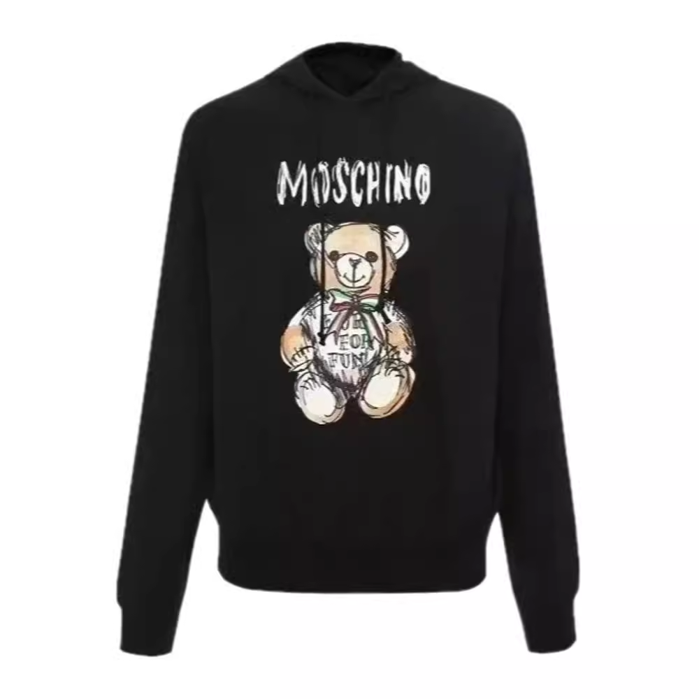 (Women) MOSCHINO Teddy Bear Letter Print Hoodie for Women - Black V1201-0541-1555