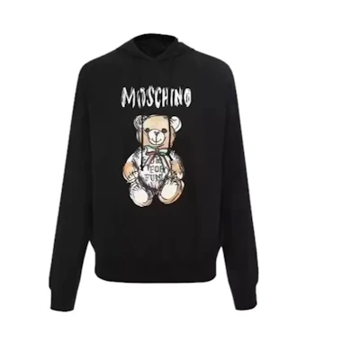 (Women) MOSCHINO Teddy Bear Letter Print Hoodie for Women - Black V1201-0541-1555