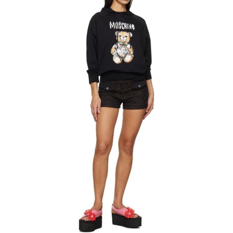 Lookbook (W) モスキーノ テディベア レタープリント フーディー レディース - ブラック V1201-0541-1555