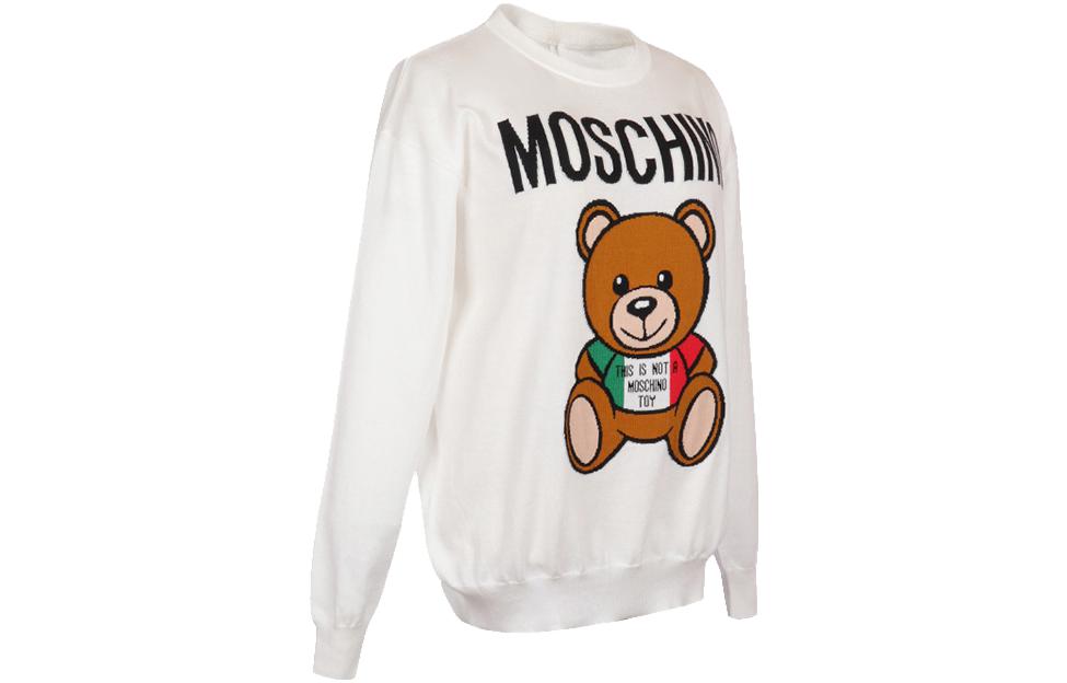 Shop (W) Moschino 泰迪熊标志印花针织长袖毛衣 白色. V0910-0502-1002