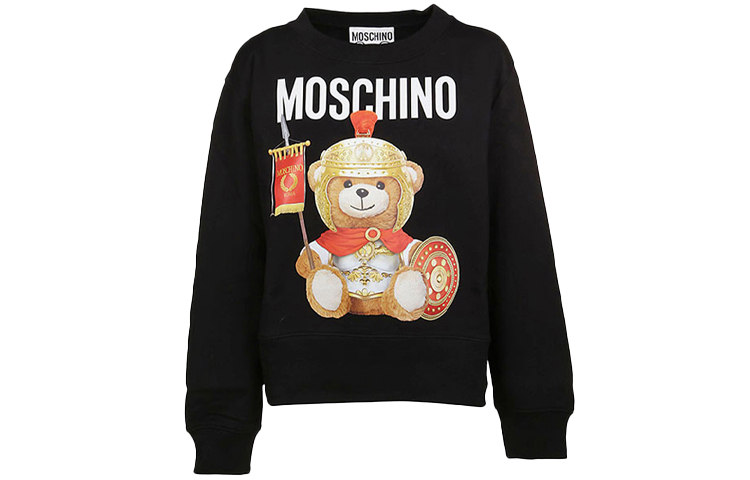 (Women) MOSCHINO Teddy Bear Print  Casual Crewneck Sweatshirt - Black 1702-5527-V2555