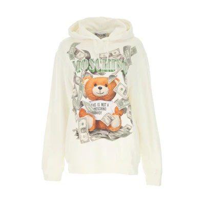 (Women) MOSCHINO Teddy Bear Print Cartoon Hoodie White V1713-5427-3002