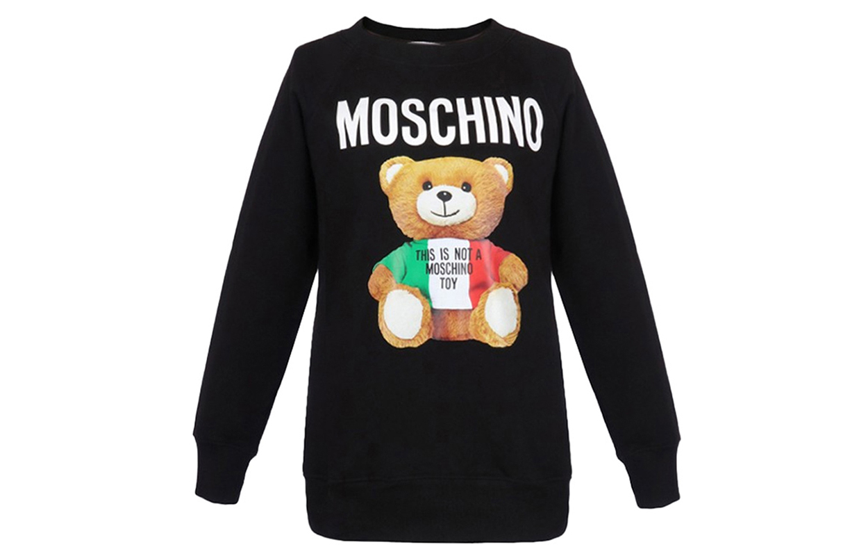 (Women) MOSCHINO Teddy Bear Print Cotton Crewneck Sweatshirt Women’s Black 1710-0527-1555