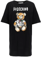 (Women) MOSCHINO Teddy Bear Print Oversized Black Crewneck T-Shirt Womens Casual V0452-0541-1555 (Women) MOSCHINO Teddy Bear Print Oversized Black Crewneck T-Shirt Womens Casual V0452-0541-1555