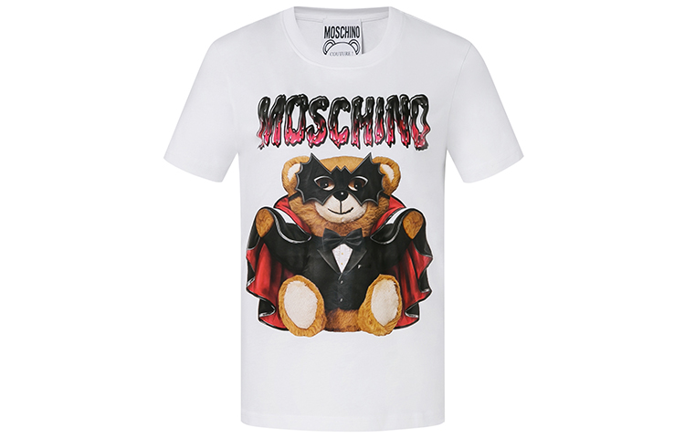 (Women) Moschino Teddy Bear Print White T-Shirt  Short Sleeve Casual Tee A0712-0540-1001