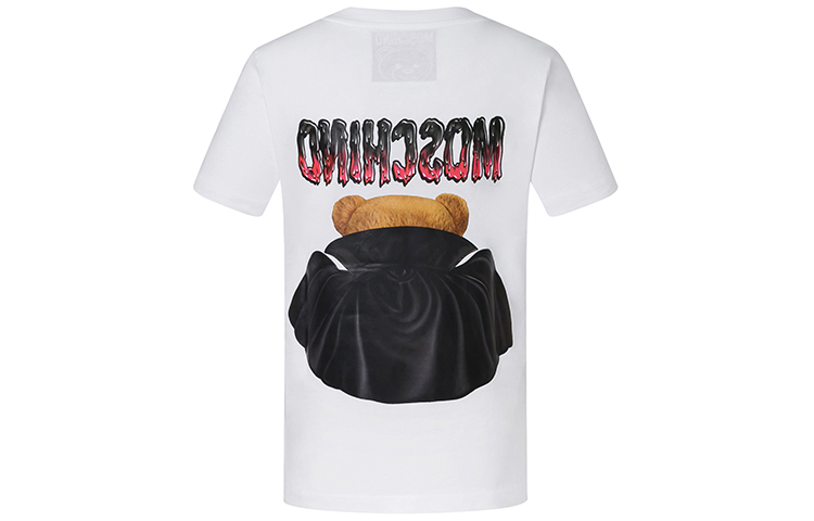 Lookbook (W) 모스키노 테디베어 프린트 화이트 반팔 티셔츠 캐주얼 티 A0712-0540-1001