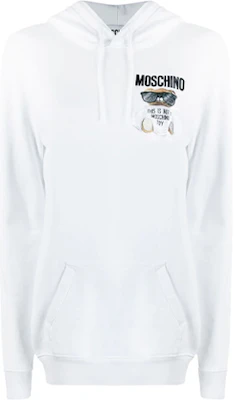 (Women) Moschino Teddy Logo Embroidered Cartoon Sweatshirt White V1709-5527-1001 Order (Women) Moschino Teddy Logo Embroidered Cartoon Sweatshirt White V1709-5527-1001