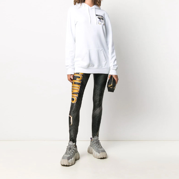 Lookbook (Women) Moschino Teddy Logo Embroidered Cartoon Sweatshirt White V1709-5527-1001