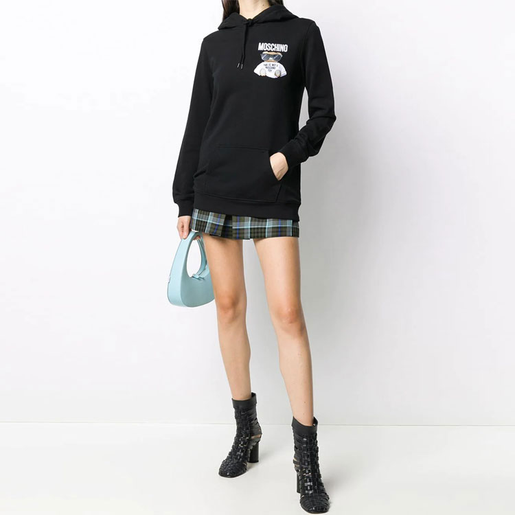 Shop (Women) Moschino Teddy Logo Embroidered Hoodie Black V1709-5527-1555