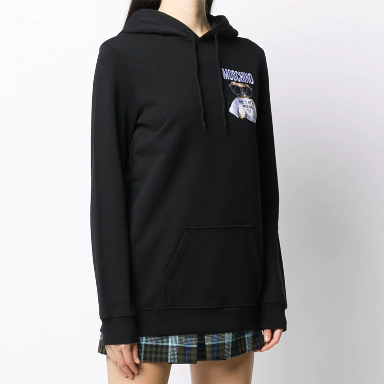 Purchase (Women) Moschino Teddy Logo Embroidered Hoodie Black V1709-5527-1555