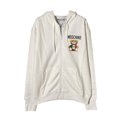 (Women) MOSCHINO Teddy Series Cartoon Bear Logo Hoodie Jacket White EV1709-0527-1001