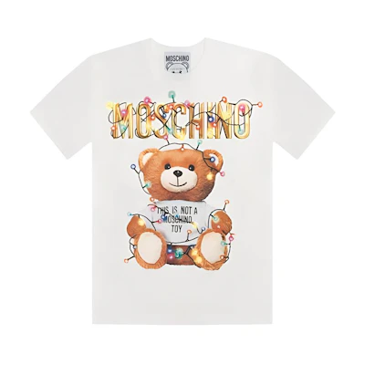 (Women) Moschino Teddy Series Colorful Bulb Bear Print Oversized T-Shirt Women White 0799-4040-1002