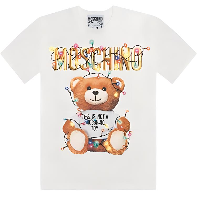 Order (W) Moschino Teddy 系列彩色燈泡熊印花寬鬆版白色女款T恤 0799-4040-1002