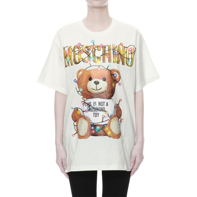 Shop (W) Moschino Teddy 系列彩色燈泡熊印花寬鬆版白色女款T恤 0799-4040-1002