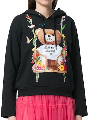(W) MOSCHINO 玩具熊花卉连帽衫 黑色 DV1703-0427-1555 Shop (W) MOSCHINO 玩具熊花卉连帽衫 黑色 DV1703-0427-1555